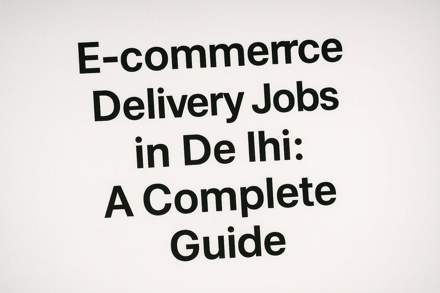 E-commerce Delivery Jobs in Delhi: A Complete 2025 Career Guide